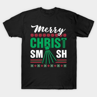 Merry ChristSMASH Christmas Badminton T-Shirt